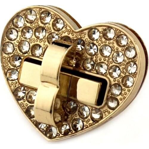 1pcs Heart Shape Rhinestone Turn Lock Metal Twist Lock Clasp for Bag Handbag Luggage Hardware DIY Leather Craft Accessories
