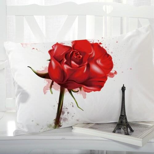1pc Pillow cover Pillow case Luxury Bedding Pillowcase Pillowcovers decorative 50x70 Customizable size 3D Print Flowers Red rose