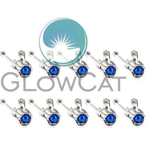 10X K932 Musical Guitar Beads Cage Locket Pendant Essential Oil Diffuser Stone Pearl Cage