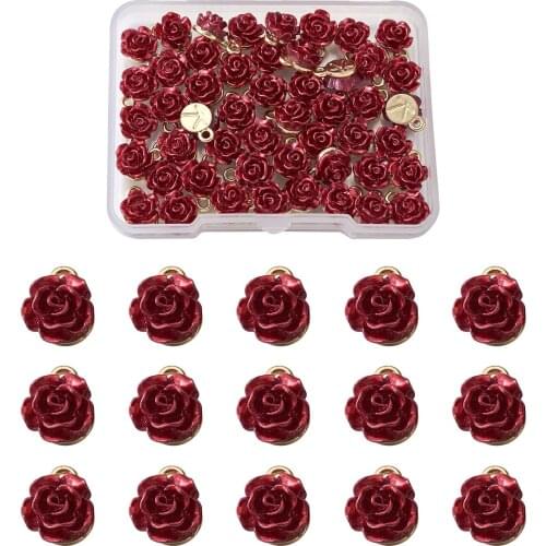 30pcs/Box Rack Plating Alloy Pendants 3D Rose Flower For Fashion Jewelry DIY Making Decor as Valentines Day Gifts