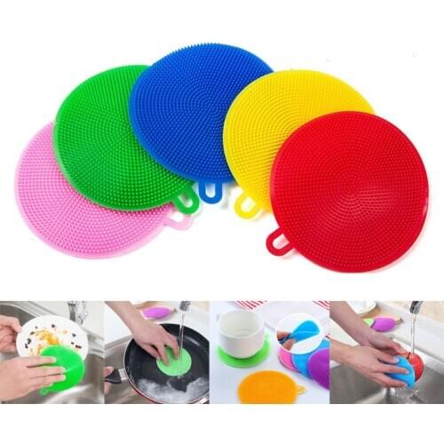 5PC Silicone Kitchen Cleaning Brush Soft Silicone Scouring ishwasher Sponges Dish Washing Sponge Pot Cleaner Kitchen Accessories