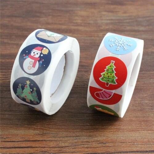 500 Pcs Santa Claus Snowman Sticker Size 1 Inch New Year Holiday Gifts Packing Decoration