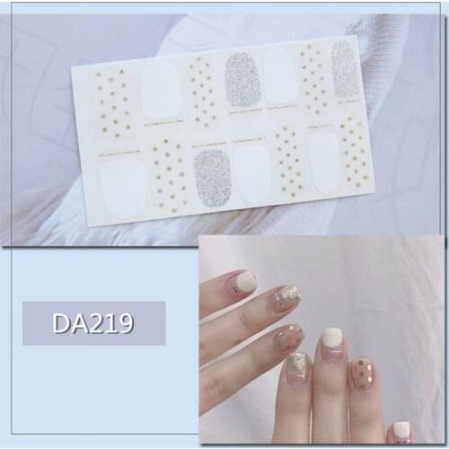 Lamemoria Glitter Powder Gradient Color Stickers Nail Wraps Full Cover Nail Polish Sticker DIY Self-Adhesive Nail Art Decoration