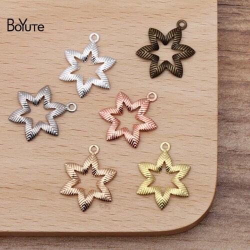 BoYuTe (100 Pieces/Lot) 16*19MM Metal Brass Hollow Out Star Charms for Jewelry Making Diy Hand Made Materials Wholesale