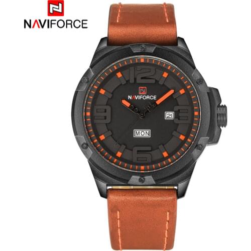 NAVIFORCE Top Brand Mens Wristwatches Men Waterproof Sport Watches Leather Analog Quartz-Watch Auto-Date Clock Relogio Masculino