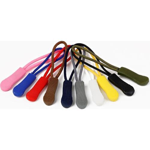 Colorful Cord Replacement Zipper Sliders Pull Strap Lariat Fastener for Apparel Garment Backpack Bag Parts Accessories 10pcs PVC