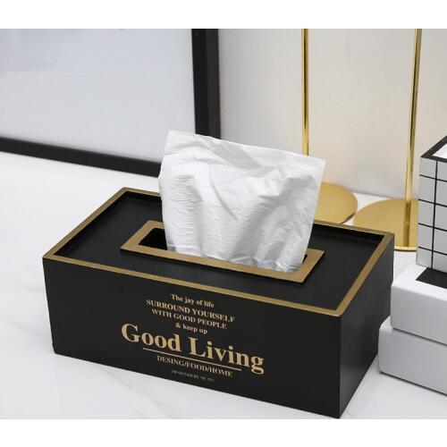 Nordic style wooden tissue box living room coffee table napkins tray ins creative household paper box