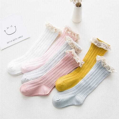 Childrens Knee High Socks with Lace Cheap Stuff Ruffle Socks Kid Princess Girls Baby Leg Warmers Cotton