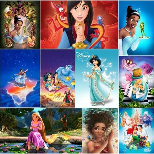 Disney Princess 5D DIY Diamond Painting Cartoon Characters Jasmine and Aladdin Magic Lamp High Quality Decorative Painting