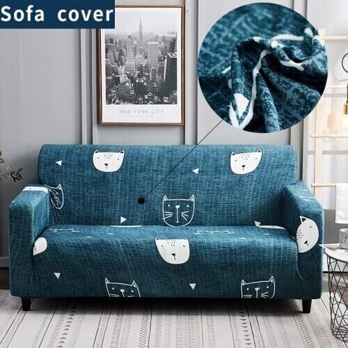 Cartoon Cat Elastic Couch Covers Four Seasons Universal Sofa Cover Sectional Non-slip Stretch Couch Slipcover for Living Room