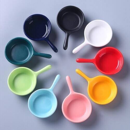 Creative Soy Dipping Ceramic Vinegar Household Seasoning Saucer Snacks Handle Nordic Style