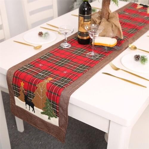 Elk Tree Christmas Table flag Tree Table Runner Place mats Tablecloth Mat Wedding Decoration Xmas Party Banquet Home Decor