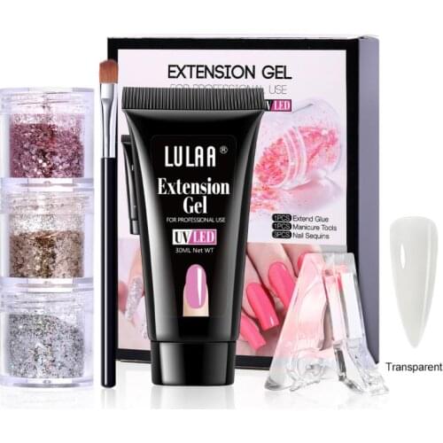 Crystal Extension Nail Gel Glitter Sequin Set Free Paper Holder Solid Phototherapy Glue Model Glue Manicure Set With Nail Brush