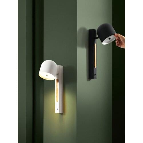 Nordic Modern Simple Minimalist Wall Lamp with Switch Black/white Lampshade Bedroom Bedside Living Room Background Balcony Salon