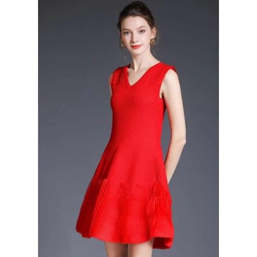 New 2020 Spring Summer Fashion Dress Ladies Mesh Knitted Patchwork Sleeveless White Pink Dress Tank Girls Sweater Dress Slim