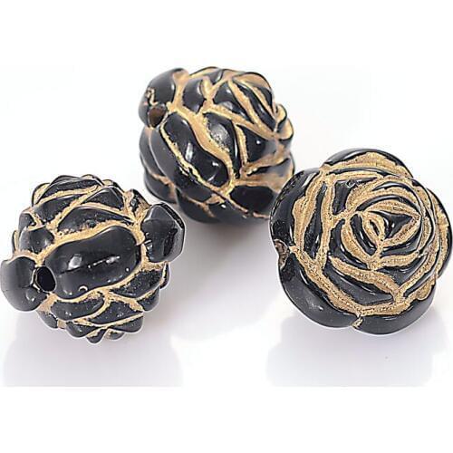 Wholesale 250 Pcs/Lot Double Side Rose Antique Design Beads Acrylic Plastic Loose Beads For Diy Jewelry Making Supplies