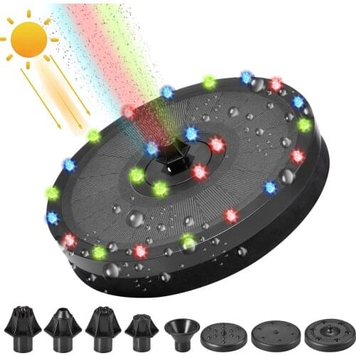 Floating Solar Fountain Water Pump LED Light 9V/3.5W With 7 Water Type Solar Panel Water Fountain For Birdbath Pond Garden Decor
