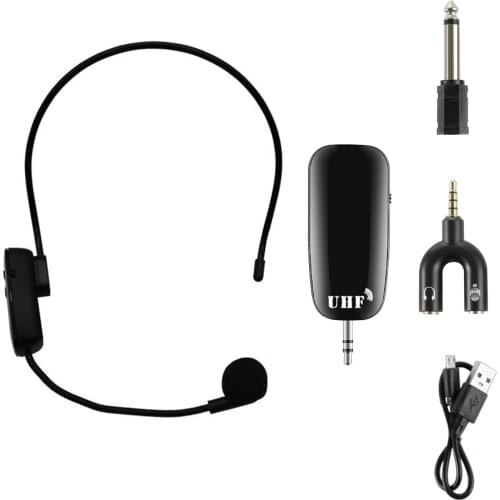 2 in 1 Handheld UHF Wireless Microphone Professional Head-Wear Volume Amplifier Microphone Transmitter Receiver Recording Mic
