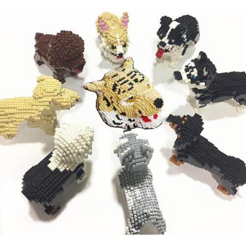 Dog Mini Micro Blocks Animals fruits Diamond bricks Model building kit elephant apple Tiger cat pet insects set Creative Cartoon