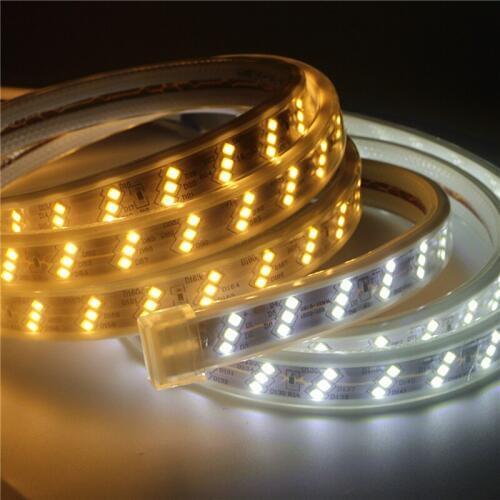 LED Waterproof Light 2835 220V 180leds/m Three Row Strip Flexible With Power plug Warm White Outdoor In Room Decoration Light