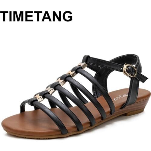 TIMETANG Summer New Women Shoes Fashion Casual Outdoor Beach Slippers Comfortable Flat Bottomed Toe Women Sandals Plus Size