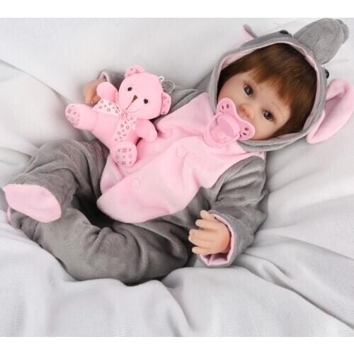 Cloth Body Babies Reborn Dolls Realistic 16 inch New Born Baby wear Stripe Rompers bebe Bonecas Rebron Gift