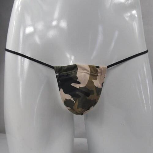 Mens pouch thong panties adjustable size bags male sexy low-waist small thong print Camouflage leopard print