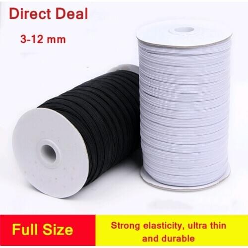 100Yards 3/4/5/6/8/10/12mm High-Elastic Sewing Elastic Ribbon Elastic Spandex Band Trim Sewing Fabric DIY Garment Accessori