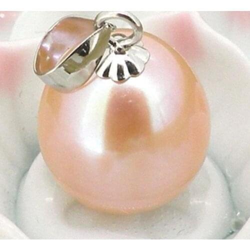 Solid White Gold Genuine AAA 11x13 mm Pink Drop Akoya Pearl Pendant