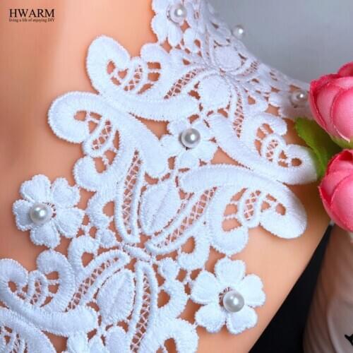 10yard 8cm Pearl Beads African 3D Lace Fabric Ribbon DIY Sewing Trim Wedding Decoration Christmas Curtain Clothing Accessories