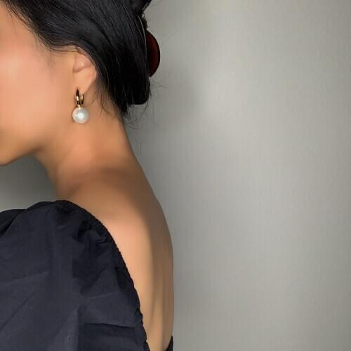 Brass With 18K Gold Retro Baroque Pearl Drop Earrings Women Sweety Jewelry Punk Party Sweety Gown Runway Boho Korean Japan