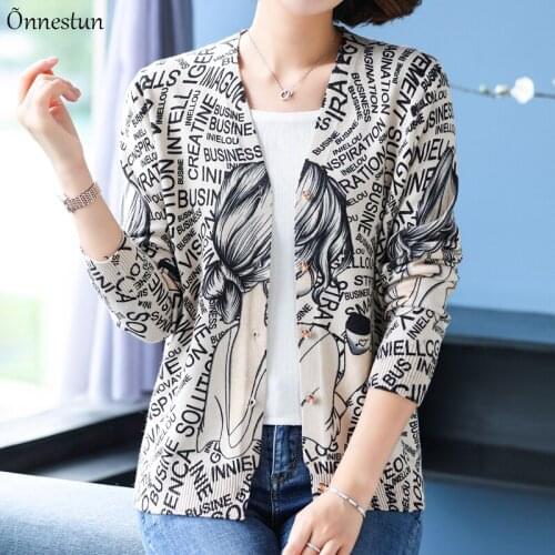 Print Female Cardigan Korean Fashion Spring Autumn High Quality Sweater Women Clothing Long Sleeve Top Cardigans