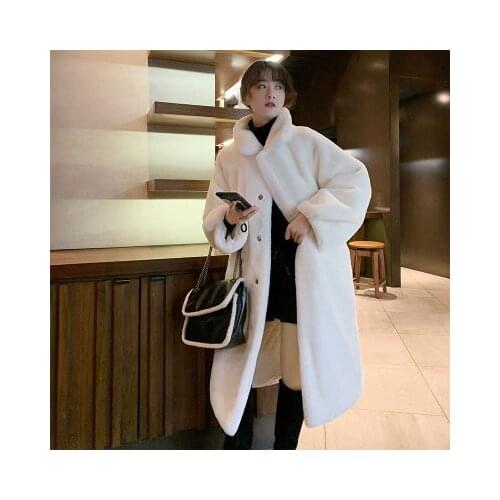 Women Faux Fur Coat Autumn Winter Fluffy Warm Plush Teddy Jackets Fashion Long Sleeve Lapel Fur Coats Overcoat Ladies Outerwear