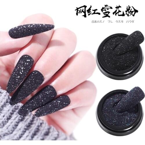 1Box Black White Nail Glitter Powders Shining Sugar Nail Glitters Laser Pigment Dust Holo UV Gel Polish DIY Nail Art Decorations