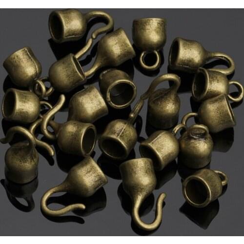 10pcs Antique Bronze Silver Color Leather Bracelet Connectors Hooks Clasps End Beads DIY Jewelry Findings Accessories