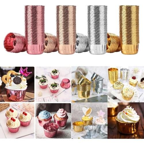 50PCS/Pack Muffin Cupcake Liner Cake Wrappers Baking Cup Case Cake Paper Cups Aluminium Foil Baking Accessories