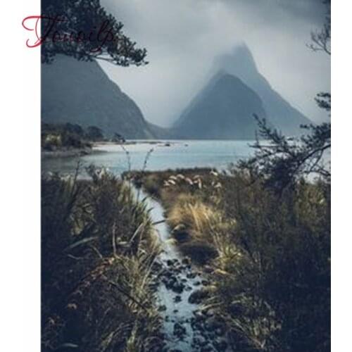 TOUOILP DIY Full Square/round Diamond Painting Mountain peaks Diamond Embroidery Cross Stitch Rhinestone Mosaic Home Decor