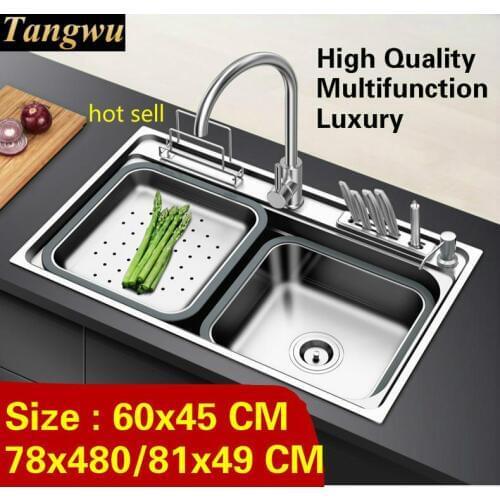 Free shipping Household luxury kitchen single trough sink vogue do the dishes 304 stainless steel hot sell 61x45/78x48/81x49 CM