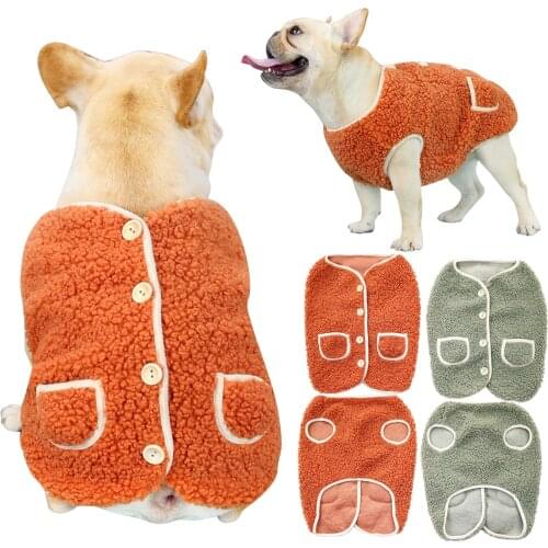 Bulldog Pet Clothes Winter Dog Costume Soft Flannel Puppy Clothing For Dogs Coat Jacket Pug Dog Sweater Clothes Pet Products D30