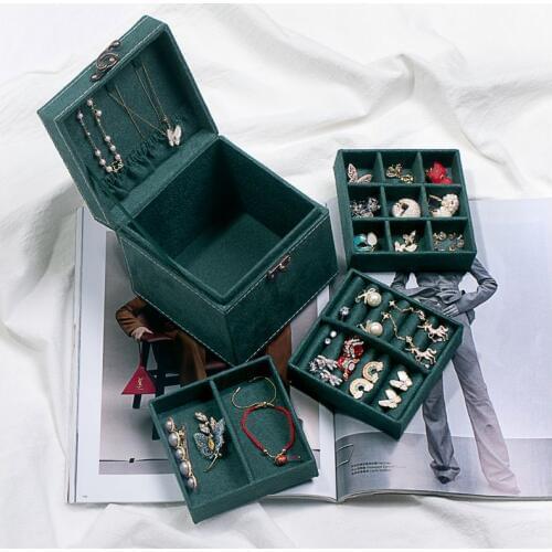 BY8922 New Portable Jewelry Box Princess European Korean mental handle Simple Earrings Hand Jewelry Storage Box