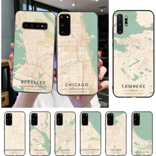 City Map Retro Phone Case For Samsung S20 S10 S8 S9 Plus S7 S6 S5 Note10 Note9 S10lite