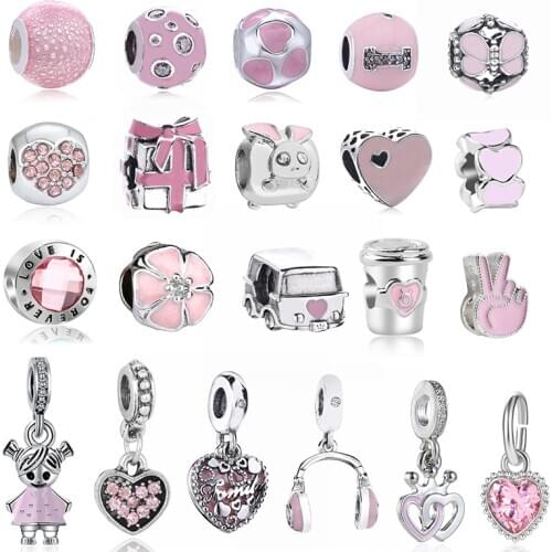 CHIELOYS 2pcs/lot New Silver Plated Cartoon Pendant Charms fit Original Brand Bracelets & Necklaces Children Gift DIY Jewelry