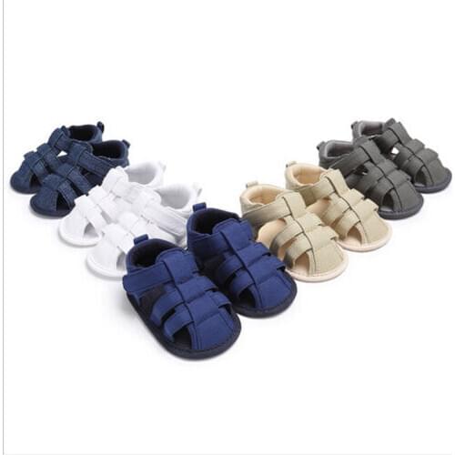 Baby Infant Kids Boys Girls Soft Sole Canvas Summer Crib Shoes Toddler Newborn Sandals Solid Sandals Shoes