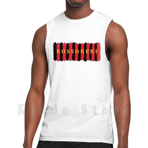 Rossoneri Tank Tops Vest Sleeveless Rossoneri Football Soccer Red Black Gold Italy Calcio Stripes