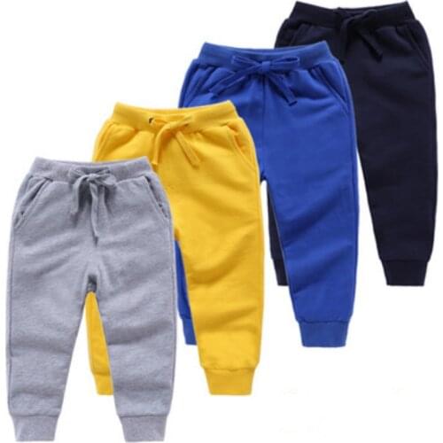 Hot Sale 2-10 Years Old Cotton Pants Solid Color Boys and Girls Casual Sports Pants Jogging Baby Garcon Kids Children Trousers
