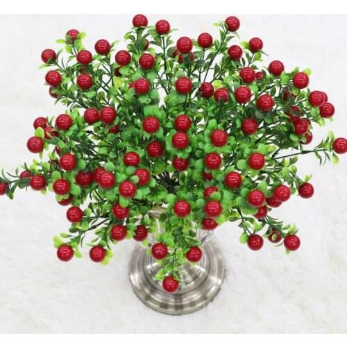7 Heads of Red Fruit Simulation Fortune Fruit Holly Fruit Imitation Plants New Year Christmas Festive Home Wedding Decoration