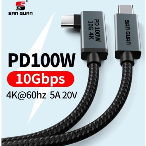 90degree USB-C to Type C 3.2 gen2 Kabel PD100W Charging 10G Data Transfer 4K Screen Video Cable,Compatible for Oculus Xiaomi Etc