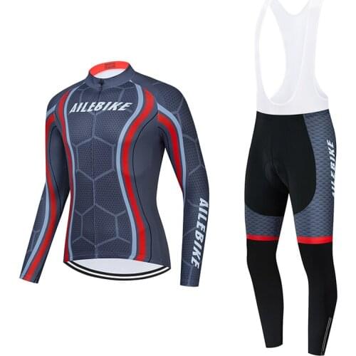 Team AILEBIKE Cycling Jersey Set 2021 MenS Pro Cycling Clothing Long Sleeve Winter Thermal Fleece Suit Bike Pants Maillot