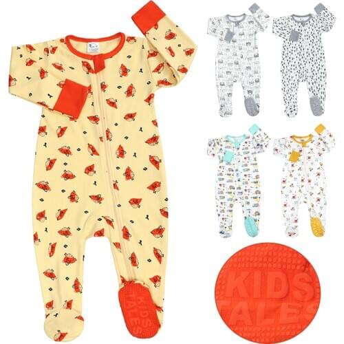 Newborn Baby Boys Girls Clothes Cartoon Romper Zip Front Non-Slip Footed Sleeper Pajamas Jumpsuit 3 6 9 12 18 Months pyjama bebé