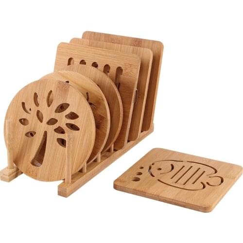 Round/Square Wood Mug Coasters Non-Slip Insulation Bowl Mat Wooden Placemat Tea Coffee Bar Cup Table Pad Drink Coasters